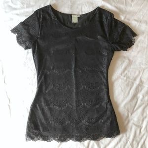 NWOT Shabby Apple 'Oscar' Lace Blouse, Black M